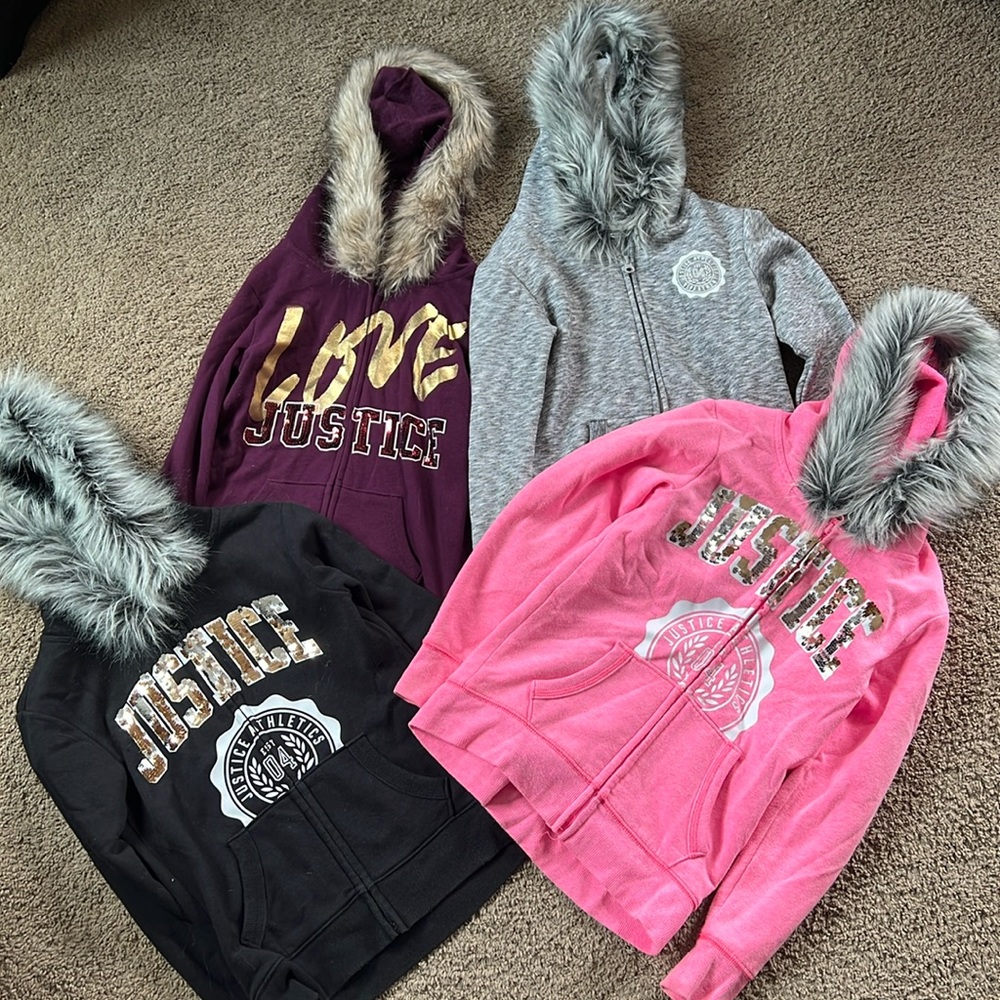 Bundle of 4 justice, girls sweatshirts